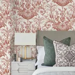 York Wallcoverings Avian Fountain Toile Brick Wallpaper | Wallpaper Twins York Wallcoverings Avian Fountain Toile Brick Wallpaper - SKU RT7814