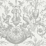 York Wallcoverings Avian Fountain Toile Grey Wallpaper | Wallpaper Twins York Wallcoverings Avian Fountain Toile Grey Wallpaper - SKU RT7815