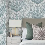 York Wallcoverings Avian Fountain Toile Jade Wallpaper | Wallpaper Twins York Wallcoverings Avian Fountain Toile Jade Wallpaper - SKU RT7811
