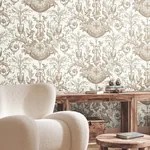 York Wallcoverings Avian Fountain Toile Mink Wallpaper | Wallpaper Twins York Wallcoverings Avian Fountain Toile Mink Wallpaper - SKU RT7812