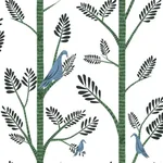 York Wallcoverings Aviary Branch Blue & Green Peel & Stick Wallpaper - SKU PSW1237RL