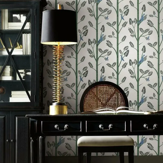 York Wallcoverings Aviary Branch Blue & Green Peel & Stick Wallpaper - SKU PSW1237RL