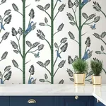 York Wallcoverings Aviary Branch Blue & Green Peel & Stick Wallpaper - SKU PSW1237RL