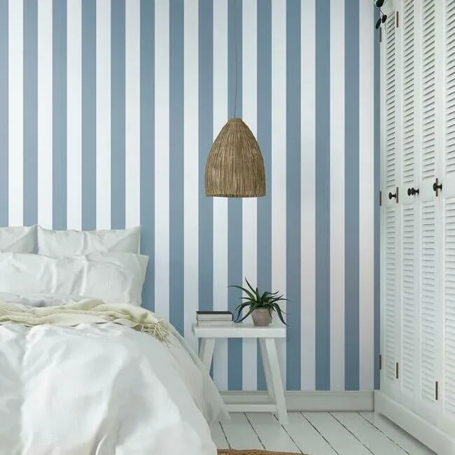 York Wallcoverings Awning Stripe Blue Wallpaper - SKU CV4443