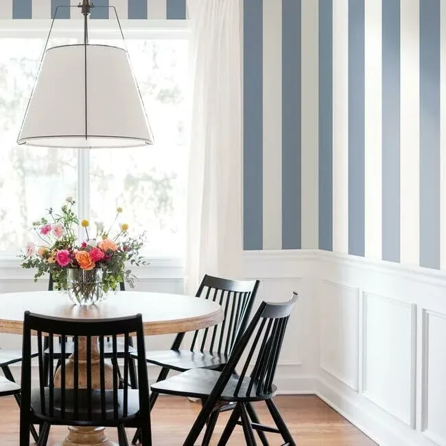 York Wallcoverings Awning Stripe Blue Wallpaper - SKU CV4443