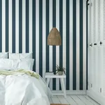 York Wallcoverings Awning Stripe Navy Wallpaper - SKU SA9174
