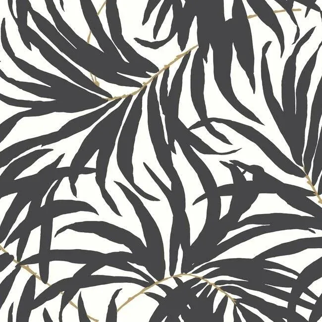 York Wallcoverings Bali Leaves Black Peel & Stick Wallpaper - SKU PSW1029RL
