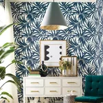 York Wallcoverings Bali Leaves Blue Peel & Stick Wallpaper - SKU PSW1030RL