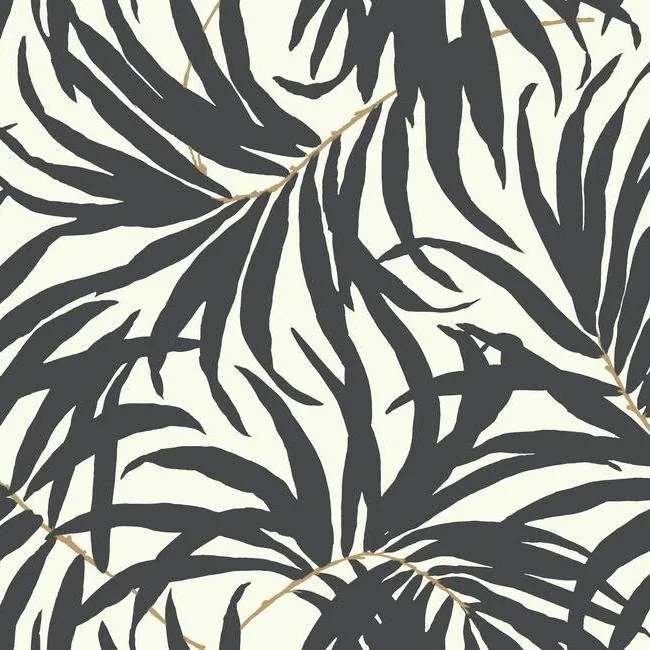 AT7056 | Bali Leaves Off White & Dark Grey Wallpaper