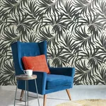 York Wallcoverings Bali Leaves Off White & Dark Grey Wallpaper | Wallpaper Twins York Wallcoverings Bali Leaves Off White & Dark Grey Wallpaper - SKU AT7056