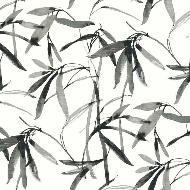 York Wallcoverings Bamboo Ink Black & White Wallpaper - SKU BW3843