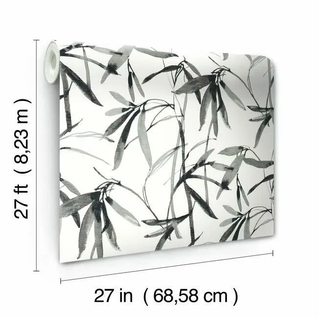 York Wallcoverings Bamboo Ink Black & White Wallpaper | Wallpaper Twins York Wallcoverings Bamboo Ink Black & White Wallpaper - SKU BW3843