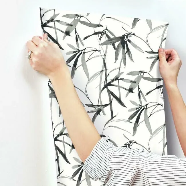 York Wallcoverings Bamboo Ink Black & White Wallpaper | Wallpaper Twins York Wallcoverings Bamboo Ink Black & White Wallpaper - SKU BW3843