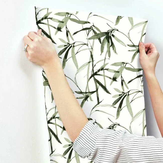 York Wallcoverings Bamboo Ink Green & Black Wallpaper - SKU BW3842