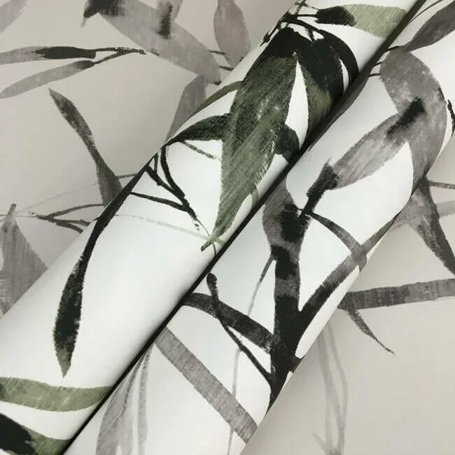 York Wallcoverings Bamboo Ink Green & Black Wallpaper - SKU BW3842