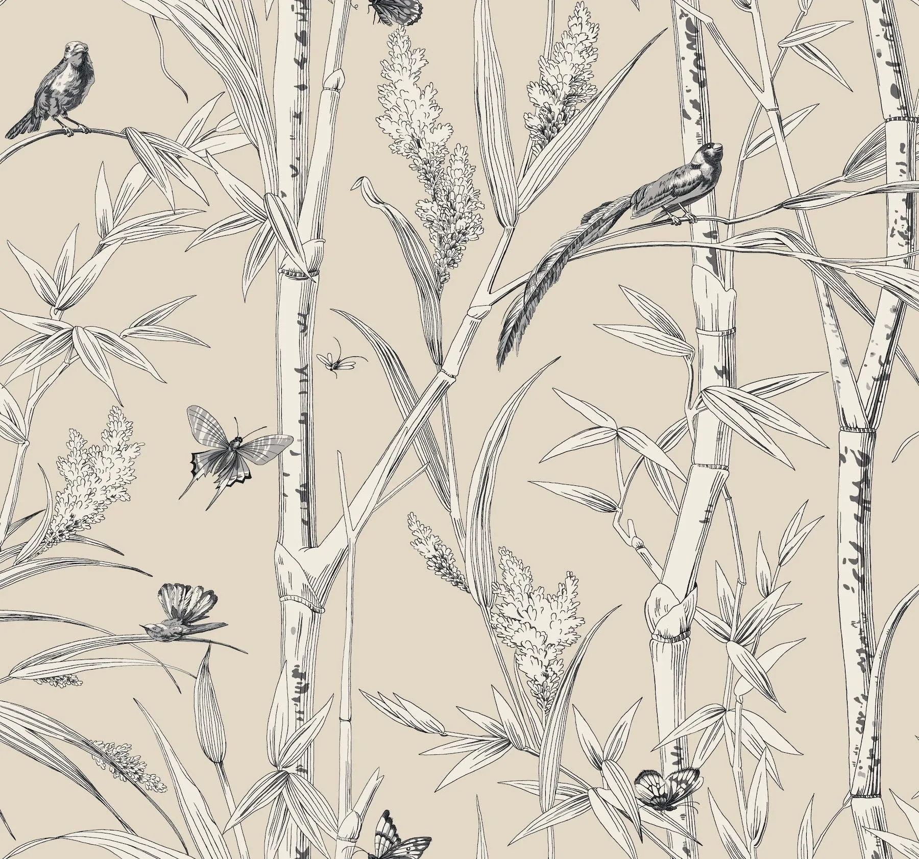 RT7832 | Bambou Toile Beige Wallpaper