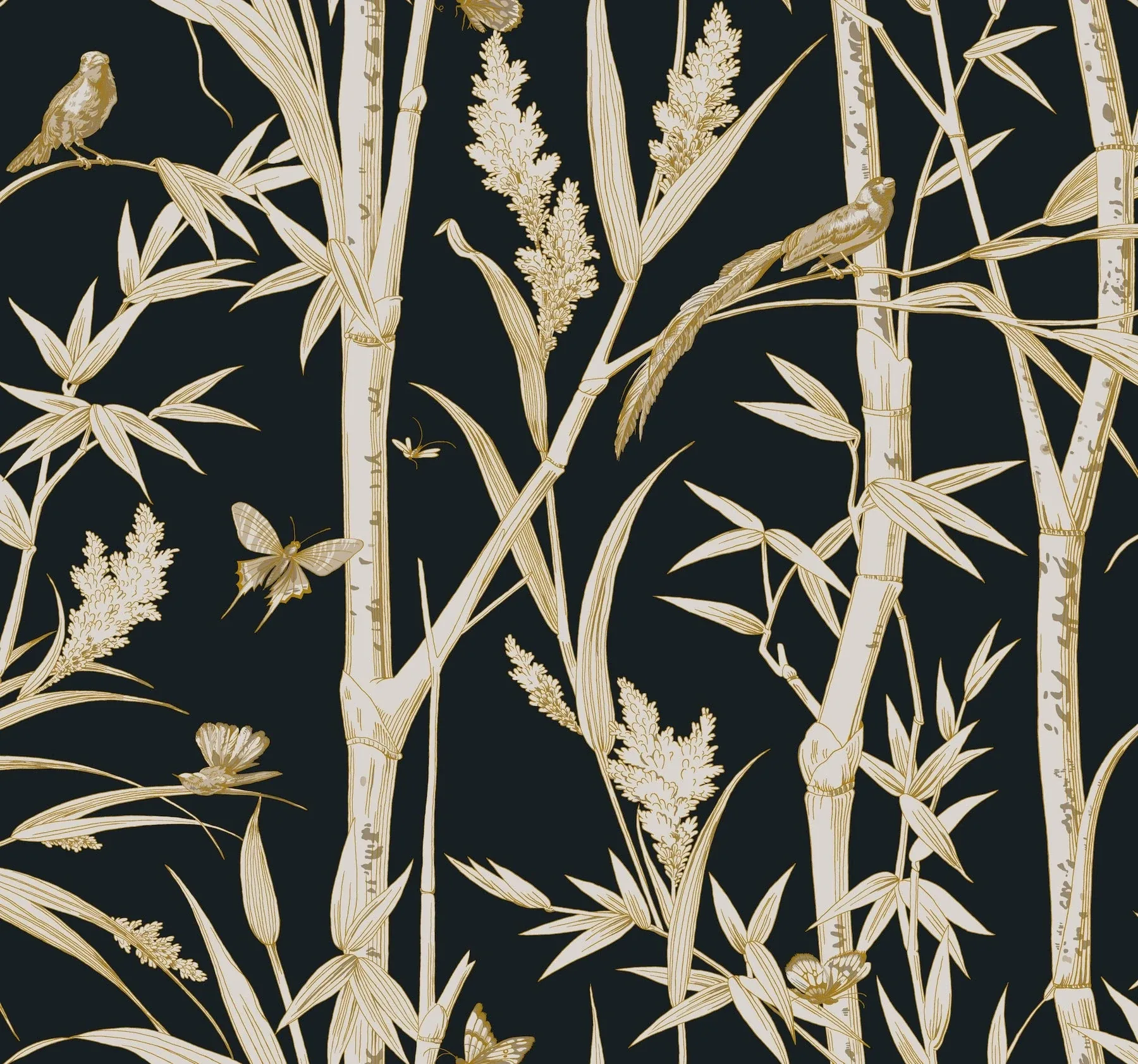 RT7834 | Bambou Toile Black Wallpaper