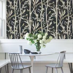 York Wallcoverings Bambou Toile Black Wallpaper | Wallpaper Twins York Wallcoverings Bambou Toile Black Wallpaper - SKU RT7834