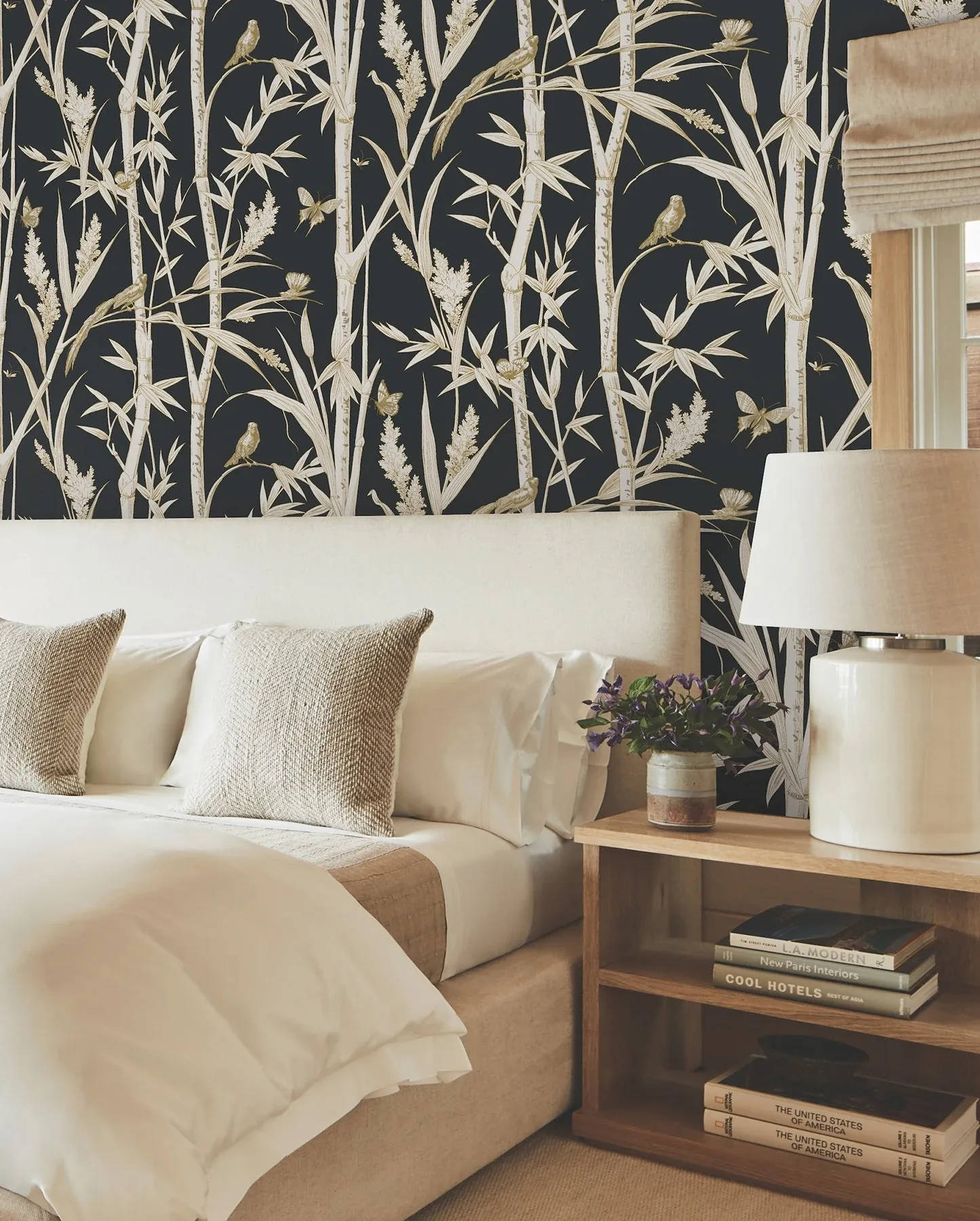 York Wallcoverings Bambou Toile Black Wallpaper | Wallpaper Twins York Wallcoverings Bambou Toile Black Wallpaper - SKU RT7834