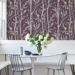 York Wallcoverings Bambou Toile Burgundy Wallpaper - SKU RT7835