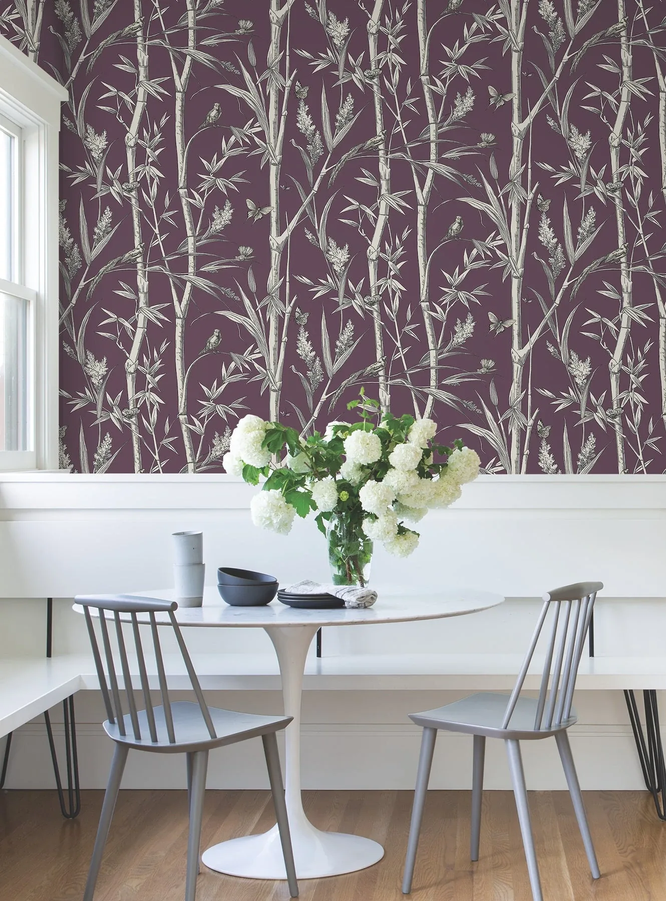 York Wallcoverings Bambou Toile Burgundy Wallpaper - SKU RT7835