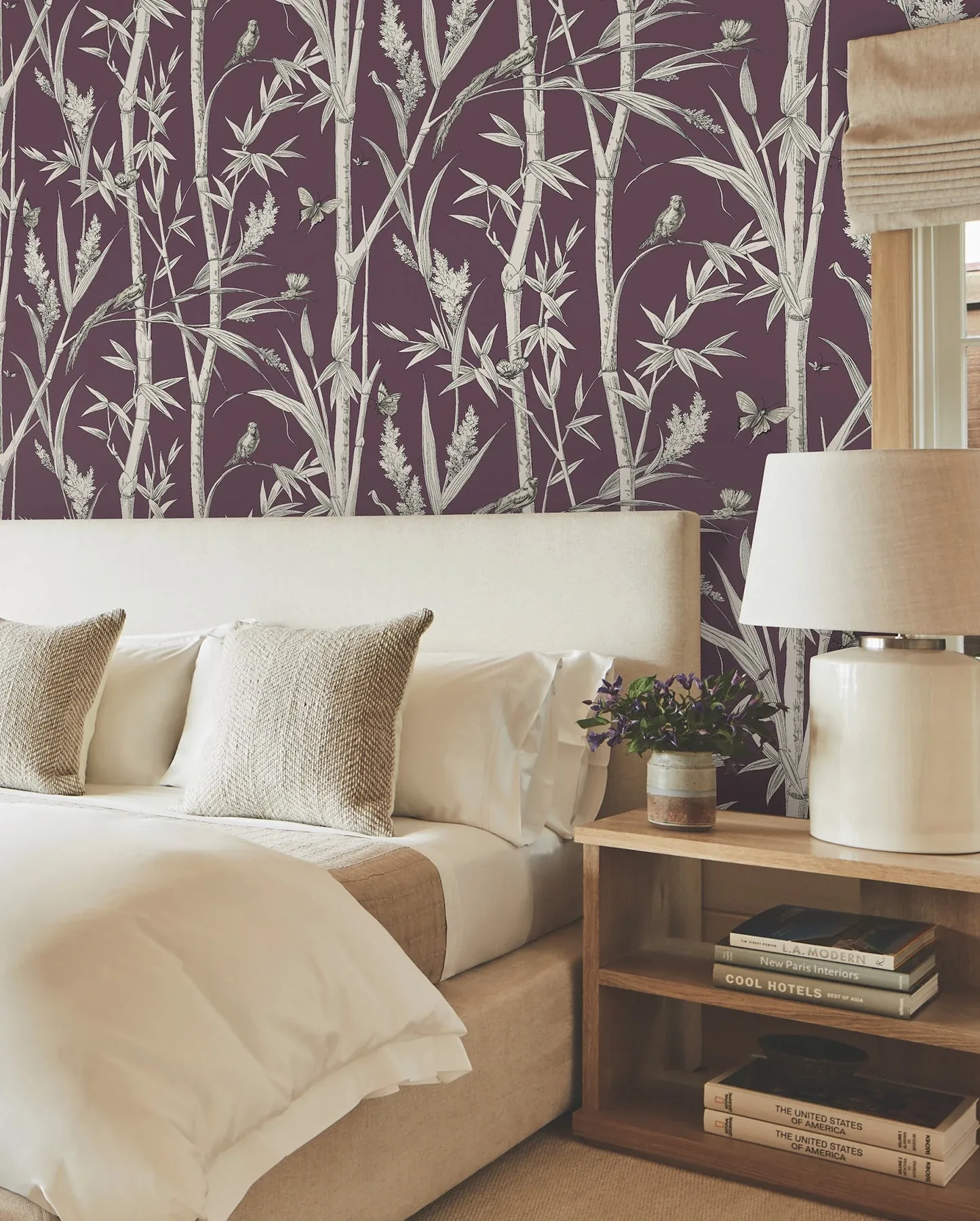 York Wallcoverings Bambou Toile Burgundy Wallpaper - SKU RT7835