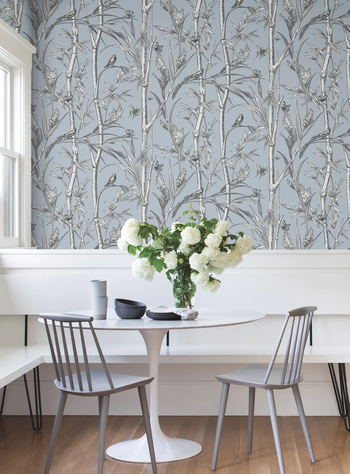 York Wallcoverings Bambou Toile Sky Blue Wallpaper - SKU RT7833