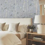 York Wallcoverings Bambou Toile Sky Blue Wallpaper - SKU RT7833