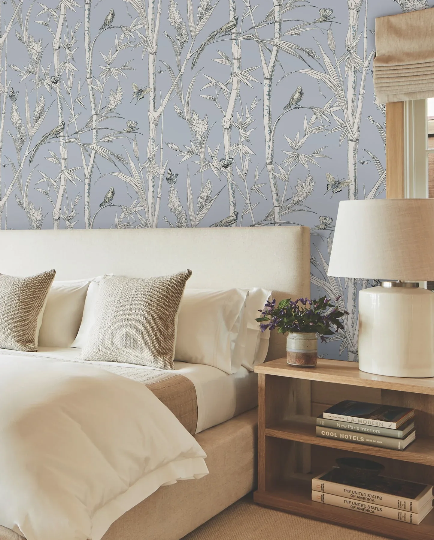 York Wallcoverings Bambou Toile Sky Blue Wallpaper - SKU RT7833