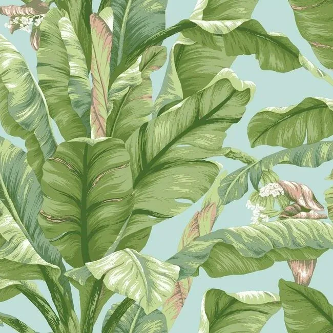 PSW1036RL | Banana Leaf Blue & Green Peel & Stick Wallpaper