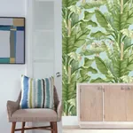York Wallcoverings Banana Leaf Blue & Green Peel & Stick Wallpaper | Wallpaper Twins York Wallcoverings Banana Leaf Blue & Green Peel & Stick Wallpaper - SKU PSW1036RL