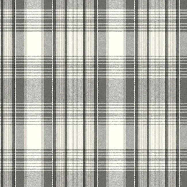 York Wallcoverings Bartola Plaid Black Wallpaper - SKU VN0466