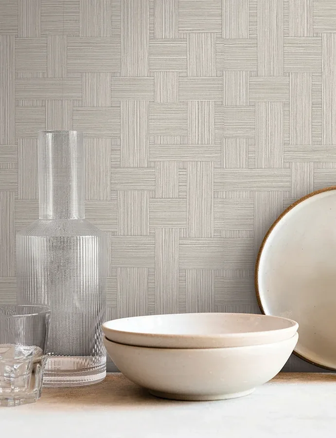 York Wallcoverings Basketry Dove Grey Wallpaper | Wallpaper Twins York Wallcoverings Basketry Dove Grey Wallpaper - SKU SI25723