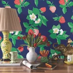 York Wallcoverings Berry Nice Navy Blue Peel & Stick Wallpaper - SKU PSW1396RL