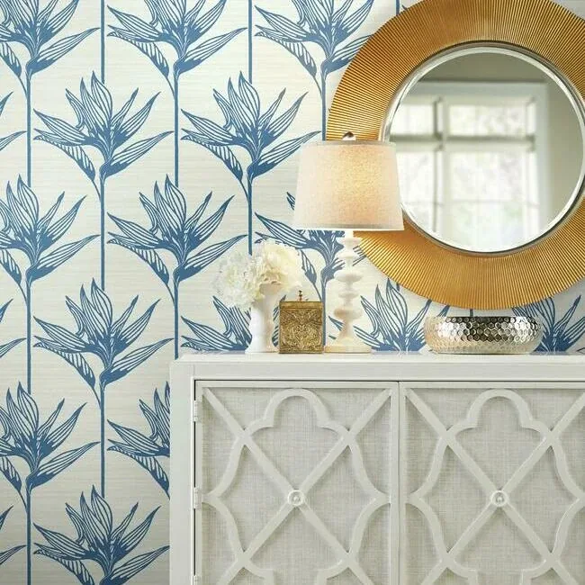 York Wallcoverings Bird of Paradise Blue Wallpaper - SKU TC2671