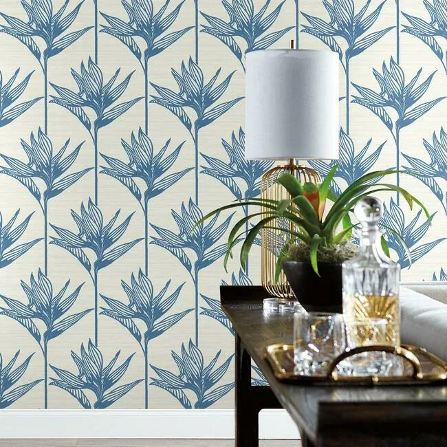 York Wallcoverings Bird of Paradise Blue Wallpaper - SKU TC2671