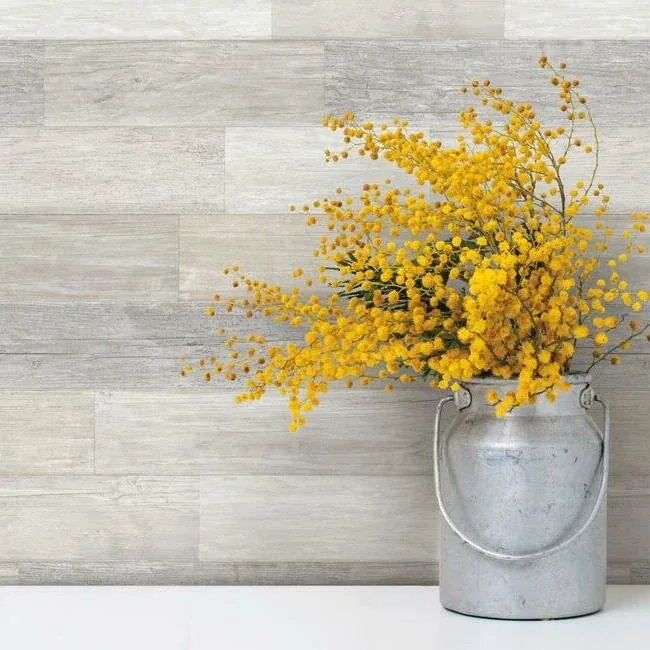 York Wallcoverings Bleached Pallet Board White Wallpaper - SKU FH4003