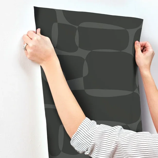 York Wallcoverings Block Black & Metallic Wallpaper | Wallpaper Twins York Wallcoverings Block Black & Metallic Wallpaper - SKU AG2073