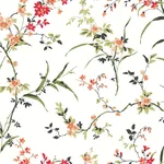 York Wallcoverings Blossom Branches White & Red Wallpaper - SKU BL1741