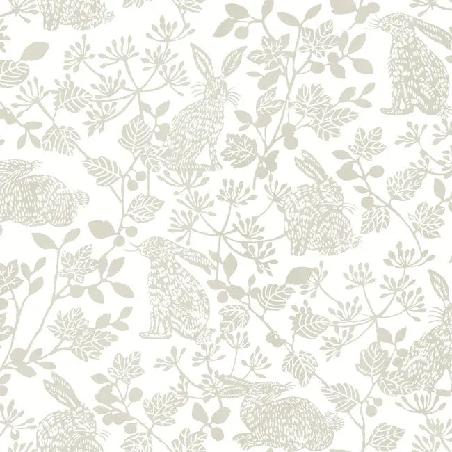 PSW1344RL | Botanical Bunnies Beige Peel & Stick Wallpaper