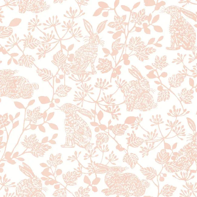 York Wallcoverings Botanical Bunnies Pink Peel & Stick Wallpaper - SKU PSW1343RL