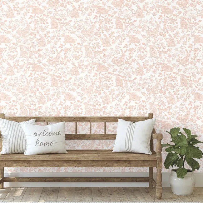 York Wallcoverings Botanical Bunnies Pink Peel & Stick Wallpaper - SKU PSW1343RL