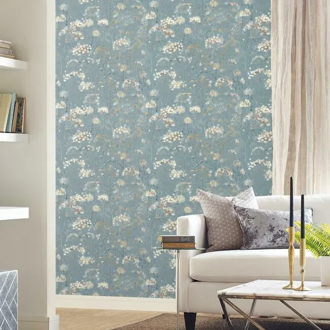 York Wallcoverings Botanical Fantasy Blue & Beige Peel & Stick Wallpaper - SKU PSW1106RL