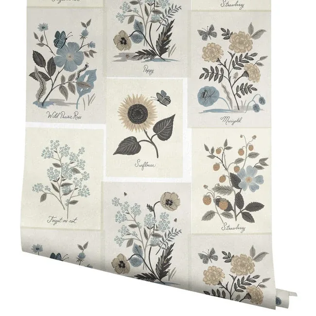 York Wallcoverings Botanical Prints Beige & Black Wallpaper - SKU RP7336