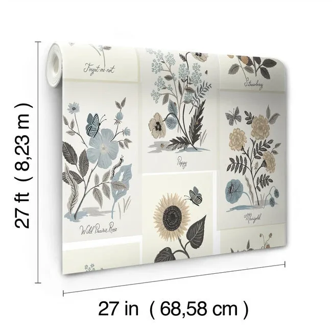 York Wallcoverings Botanical Prints Beige & Black Wallpaper - SKU RP7336