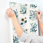 York Wallcoverings Botanical Prints White & Blue Wallpaper - SKU RP7335