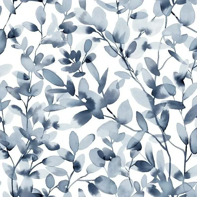 York Wallcoverings Botany Vines Blue Peel & Stick Wallpaper - SKU PSW1085RL