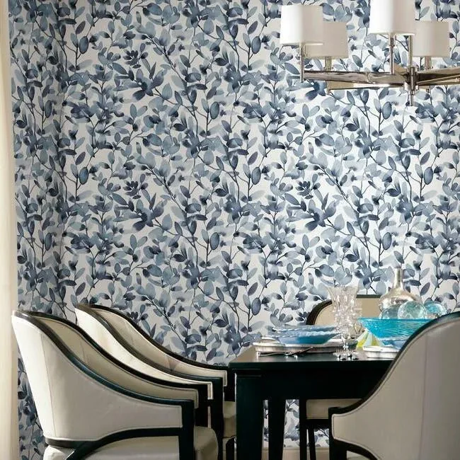 York Wallcoverings Botany Vines Blue Peel & Stick Wallpaper - SKU PSW1085RL