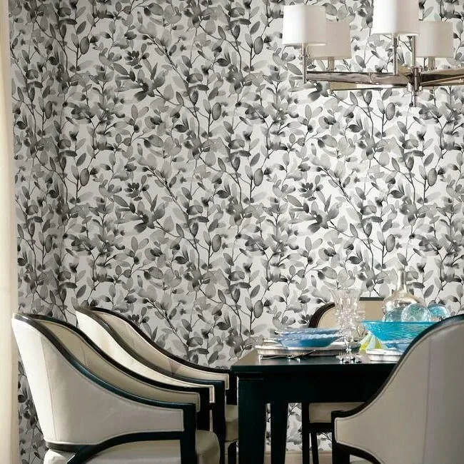 York Wallcoverings Botany Vines Grey Peel & Stick Wallpaper - SKU PSW1086RL
