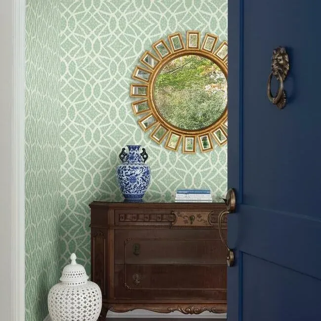 York Wallcoverings Boxwood Garden Teal Wallpaper - SKU GR5973
